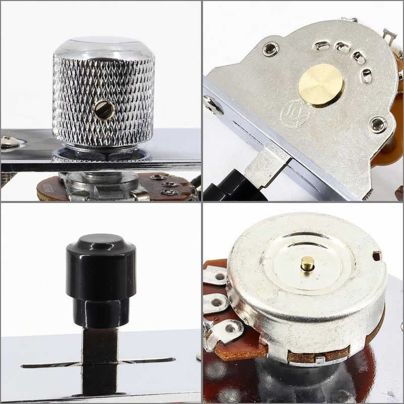 Domofa Loaded Guitar Control Plate for Telecaster Electric Guitar Prewired 3 Way Switch 500K Potentiometers Tone Volume Knob with Wiring Harness (Chrome) - Image 4